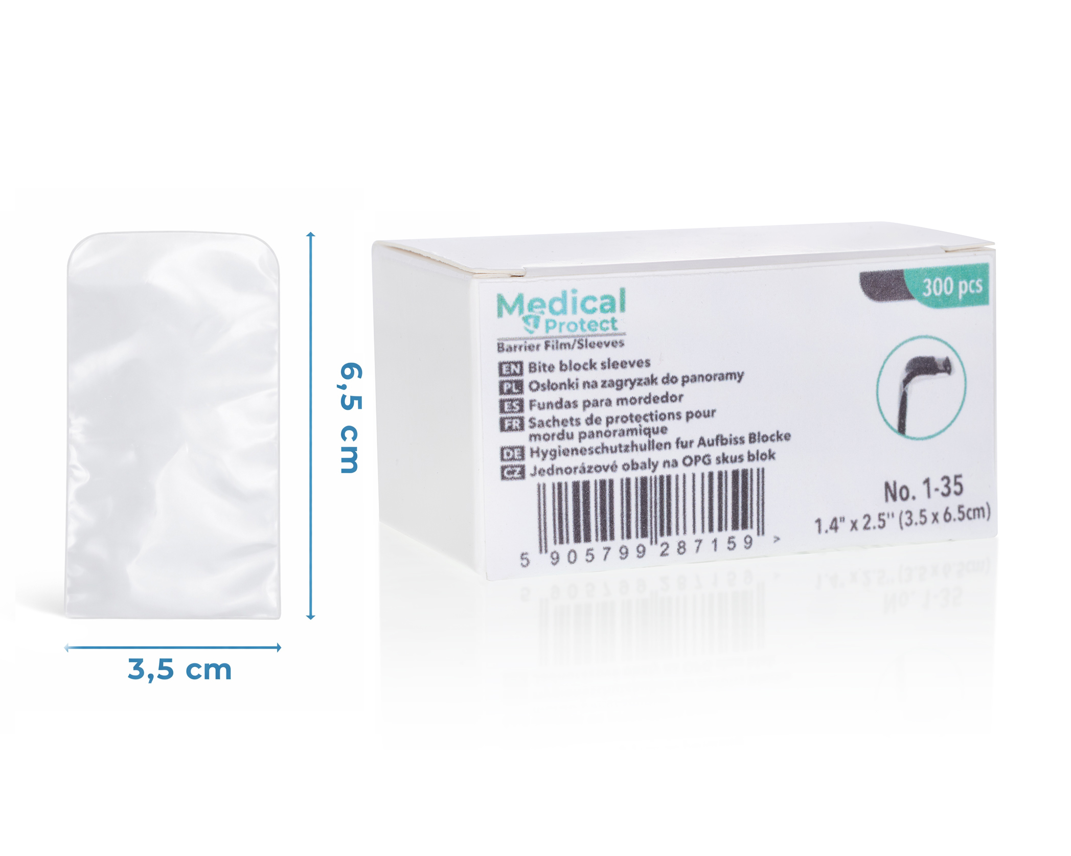 Osłonka 1-35 na zagryzak  do panoramy lub tomografu  Vatech ,Gendex ,Dexis o rozmiarze 3.5 cm  X 6.5